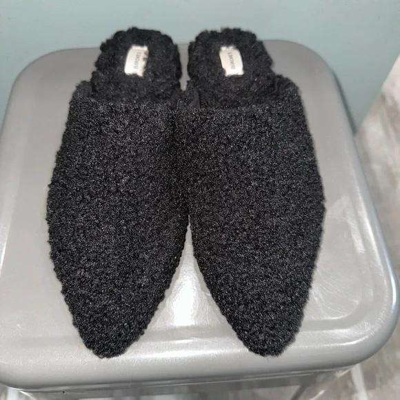 Birdies The Lark Black shearling fuzzy slide mules size 7.5 - Picture 3 of 6
